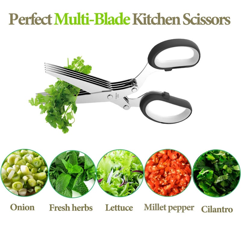 JOFUYU 2025 Upgraded Herb Scissors, Effortless Herb Shears Cutter Tool with Sharp Stainless Steel Blades for Fresh Herbs, Must-Have Kitchen & Cooking Gadget, Black - Image 3